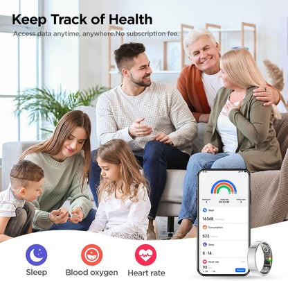 خاتم ذكي Benio Ring Gen 2، متتبع الخطوات/النوم/الأكسجين في الدم/معدل ضربات القلب للنساء والرجال، بتقييم مقاومة للماء أعلى 5ATM، متتبع للياقة البدنية، بدون رسوم اشتراك، لأجهزة iPhone و Android